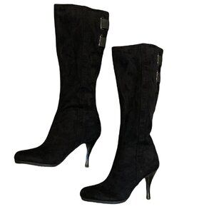 BCBGeneration Stiletto Boots Sz 7-1/2 B Bettys Black Microsuede #250H